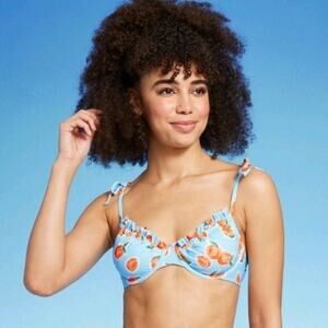 NEW Wild Fable Underwire Bikini Top Size XXS 00 Aqua Orange Fruit Print TARGET